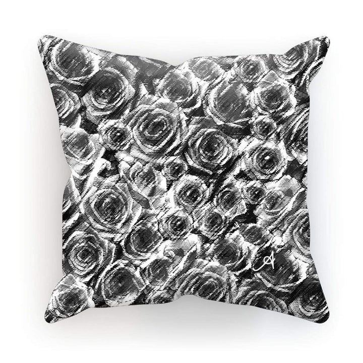 Homeware Faux Suede / 18"x18" Textured Roses Black Amanya Design Cushion Prodigi