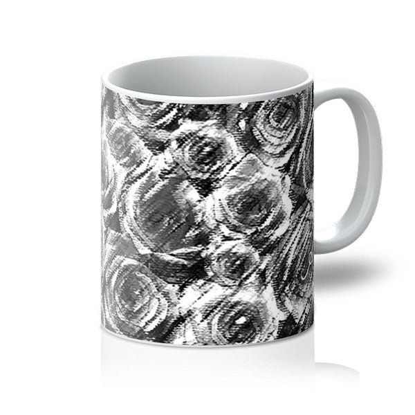 Homeware 11oz / White Textured Roses Black Amanya Design Mug Prodigi