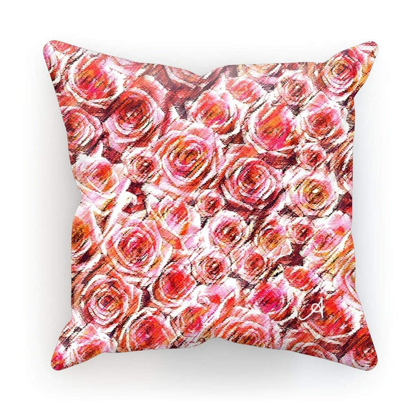 Homeware Linen / 12"x12" Textured Roses Coral Amanya Design Cushion Prodigi
