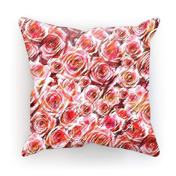 Homeware Faux Suede / 18"x18" Textured Roses Coral Amanya Design Cushion Prodigi