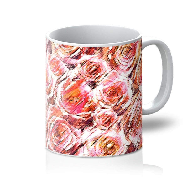 Homeware 11oz / White Textured Roses Coral Amanya Design Mug Prodigi