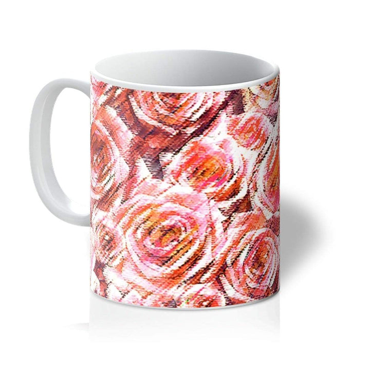 Homeware 11oz / White Textured Roses Coral Amanya Design Mug Prodigi