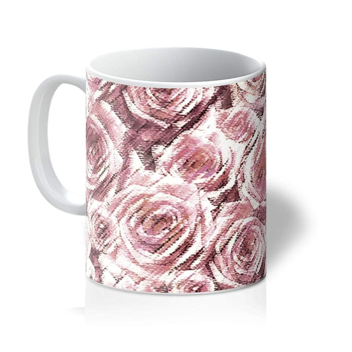 Homeware 11oz / White Textured Roses Dusky Pink Amanya Design Mug Prodigi