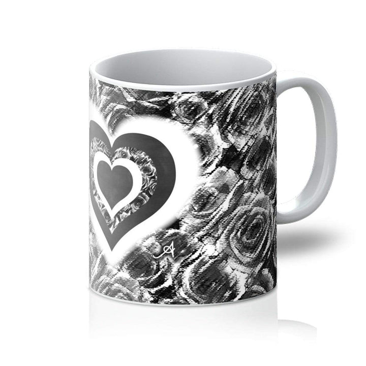 Homeware 11oz / White Textured Roses Love & Background Black Amanya Design Mug Prodigi
