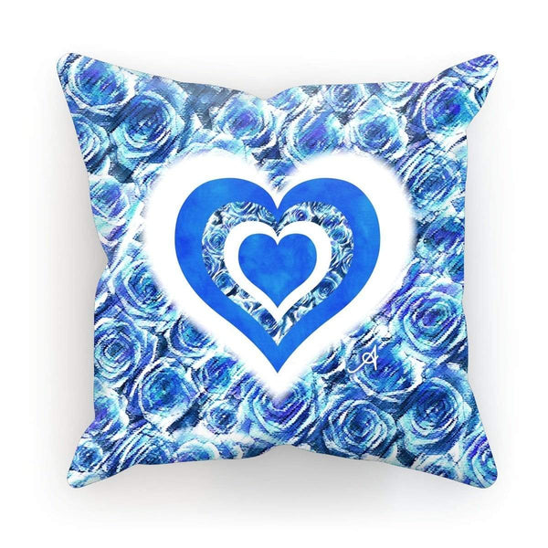 Homeware Linen / 12"x12" Textured Roses Love & Background Cornflower Amanya Design Cushion Prodigi