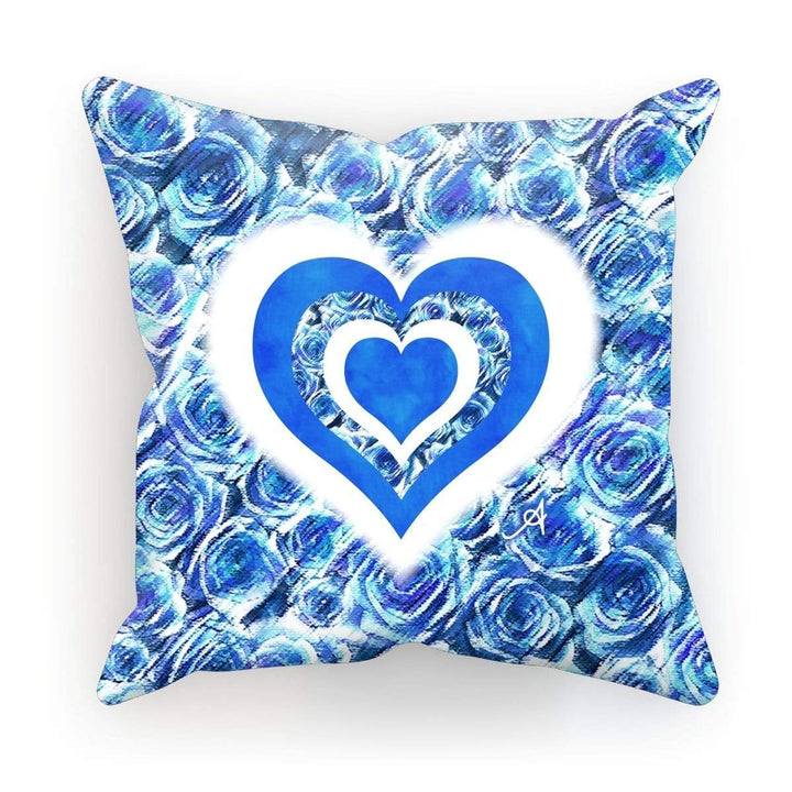 Homeware Linen / 18"x18" Textured Roses Love & Background Cornflower Amanya Design Cushion Prodigi
