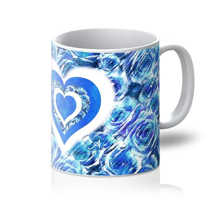 Homeware 11oz / White Textured Roses Love & Background Cornflower Amanya Design Mug Prodigi