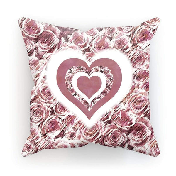 Homeware Linen / 12"x12" Textured Roses Love & Background Dusky Pink Amanya Design Cushion Prodigi