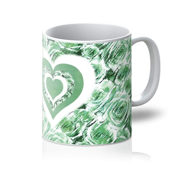 Homeware 11oz / White Textured Roses Love & Background Mint Amanya Design Mug Prodigi