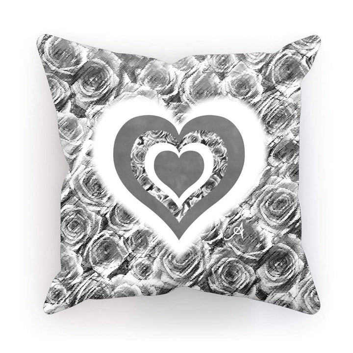 Homeware Linen / 12"x12" Textured Roses Love & Background Monochrome Amanya Design Cushion Prodigi