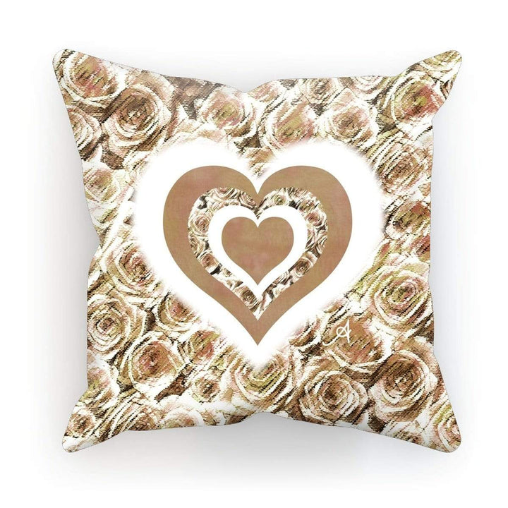 Homeware Linen / 18"x18" Textured Roses Love & Background Mushroom Amanya Design Cushion Prodigi