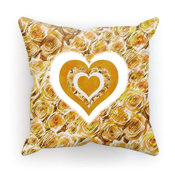 Homeware Linen / 12"x12" Textured Roses Love & Background Mustard Amanya Design Cushion Prodigi