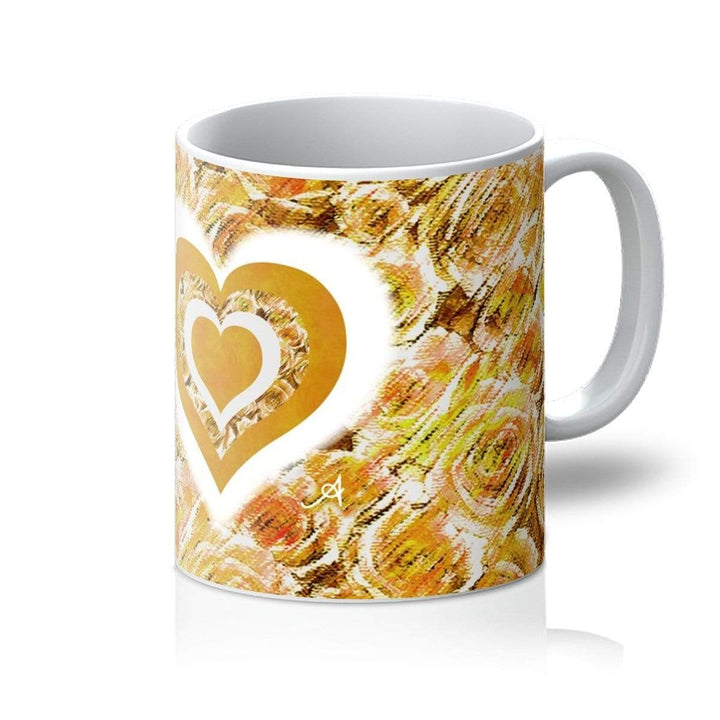 Homeware 11oz / White Textured Roses Love & Background Mustard Amanya Design Mug Prodigi