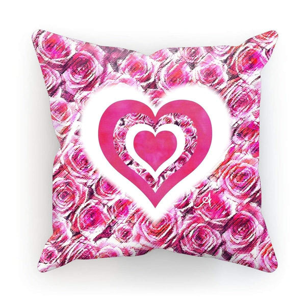 Homeware Linen / 12"x12" Textured Roses Love & Background Pink Amanya Design Cushion Prodigi