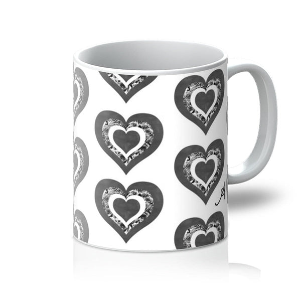 Homeware 11oz / White Textured Roses Love Black Amanya Design Mug Prodigi