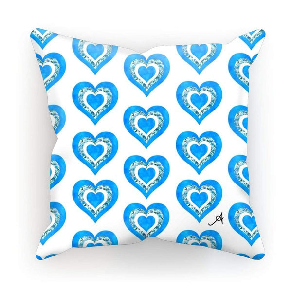 Homeware Linen / 12"x12" Textured Roses Love Blue Amanya Design Cushion Prodigi