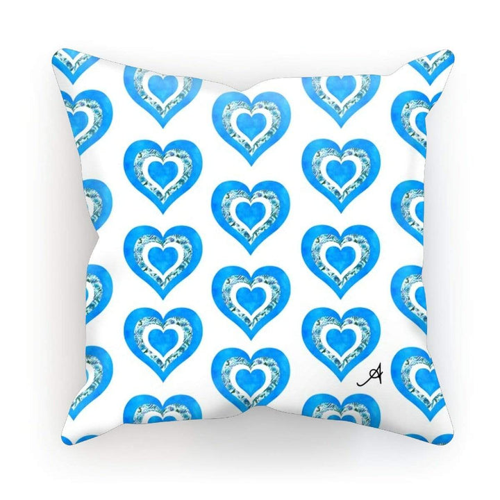 Homeware Linen / 12"x12" Textured Roses Love Blue Amanya Design Cushion Prodigi