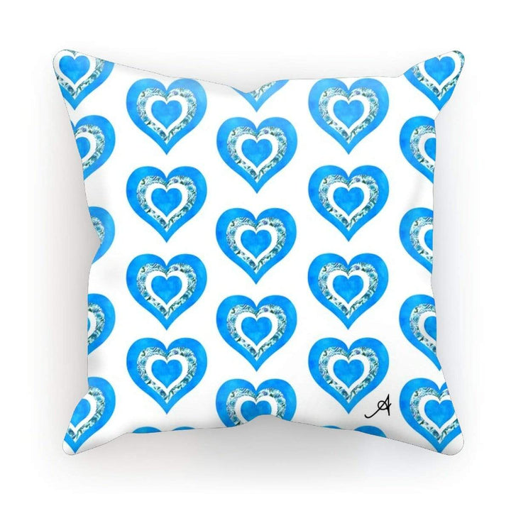Homeware Linen / 18"x18" Textured Roses Love Blue Amanya Design Cushion Prodigi