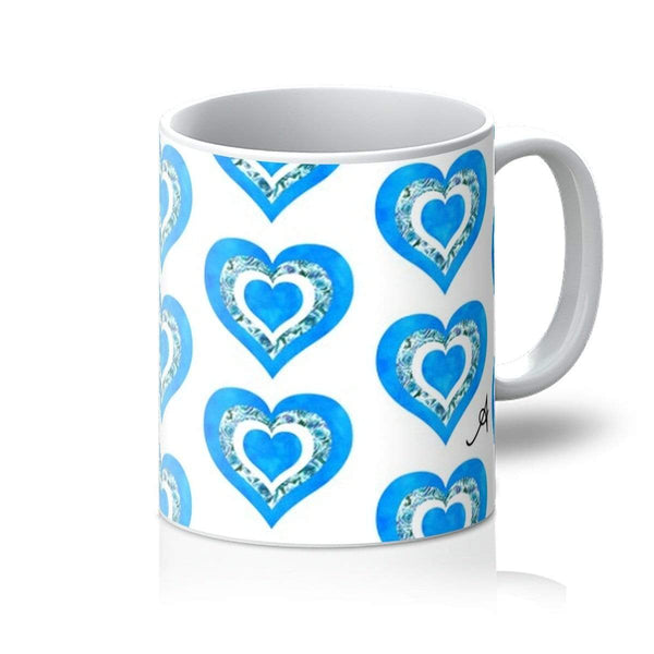 Homeware 11oz / White Textured Roses Love Blue Amanya Design Mug Prodigi