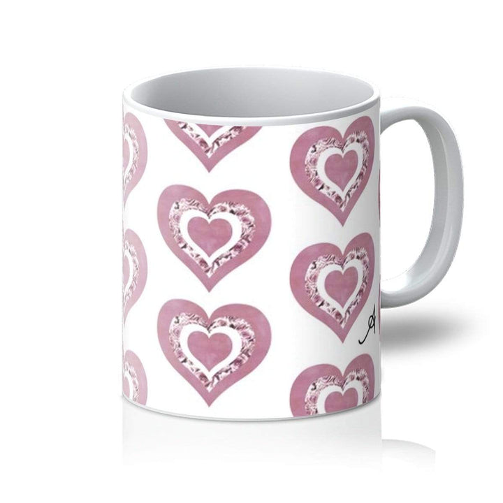 Homeware 11oz / White Textured Roses Love Dusky Pink Amanya Design Mug Prodigi