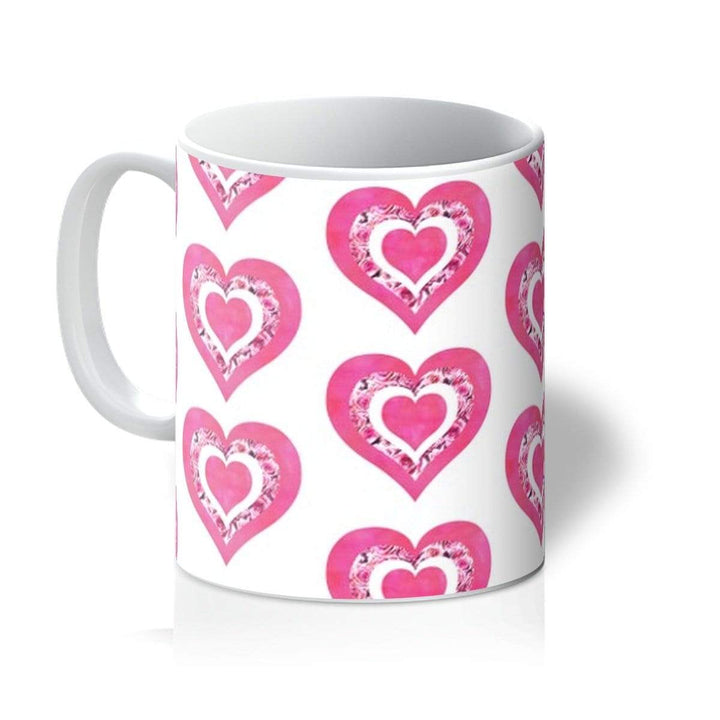 Homeware 11oz / White Textured Roses Love Pink Amanya Design Mug Prodigi