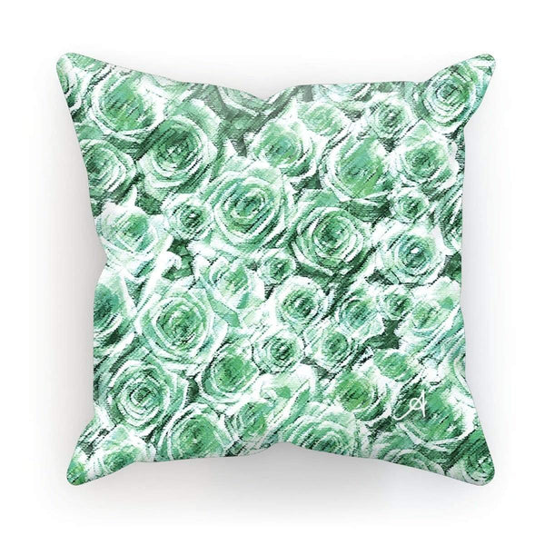 Homeware Linen / 12"x12" Textured Roses Mint Amanya Design Cushion Prodigi