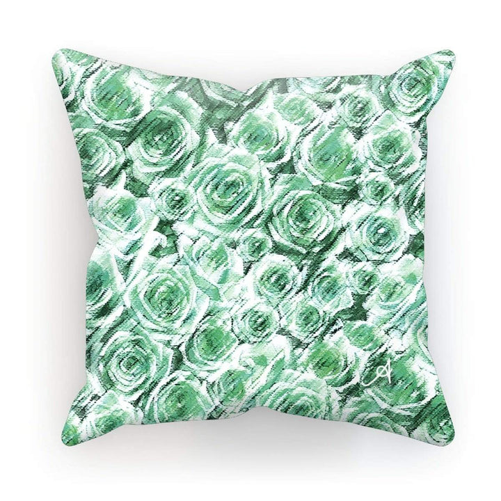 Homeware Faux Suede / 12"x12" Textured Roses Mint Amanya Design Cushion Prodigi