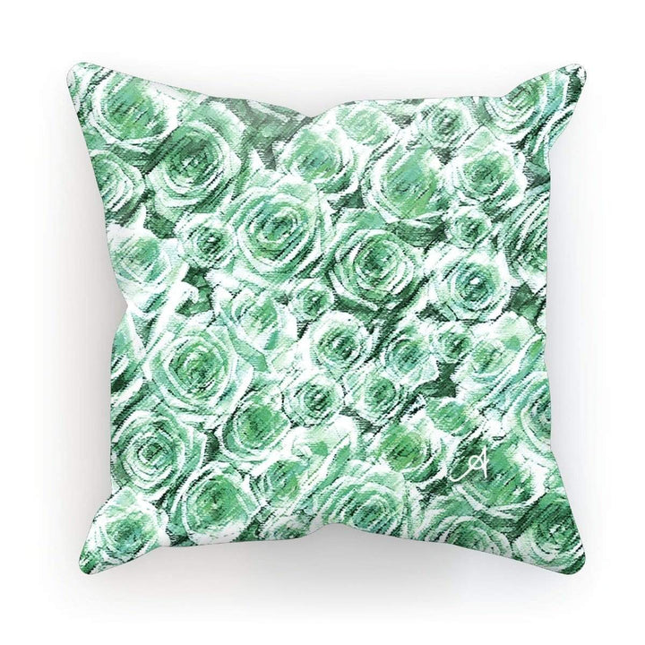 Homeware Faux Suede / 18"x18" Textured Roses Mint Amanya Design Cushion Prodigi