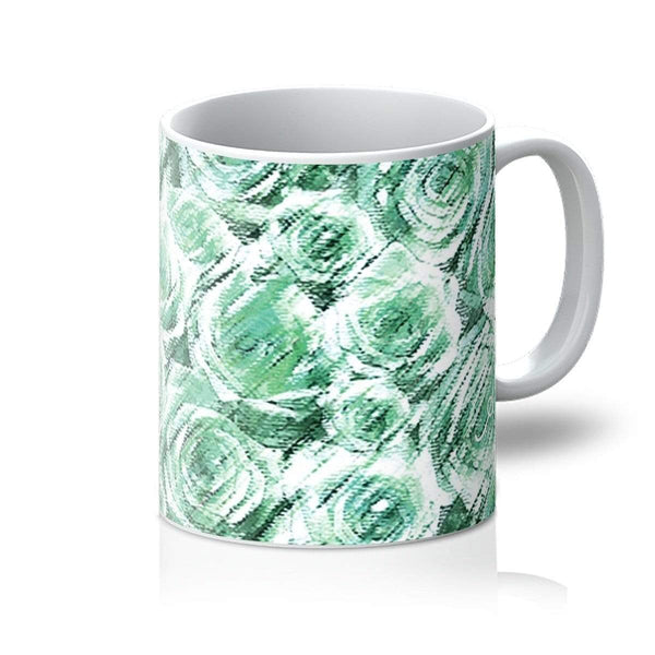 Homeware 11oz / White Textured Roses Mint Amanya Design Mug Prodigi