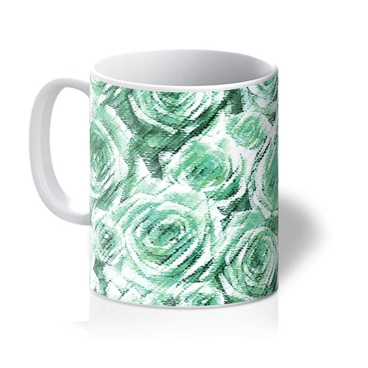 Homeware 11oz / White Textured Roses Mint Amanya Design Mug Prodigi