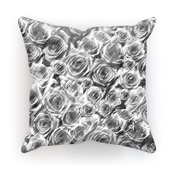 Homeware Linen / 12"x12" Textured Roses Monochrome Amanya Design Cushion Prodigi