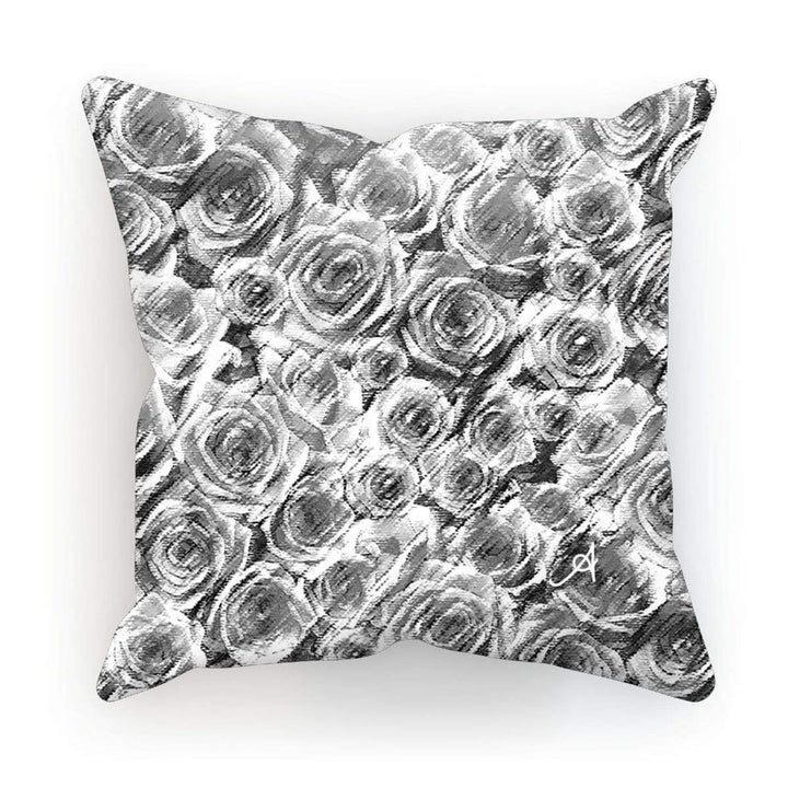 Homeware Linen / 18"x18" Textured Roses Monochrome Amanya Design Cushion Prodigi