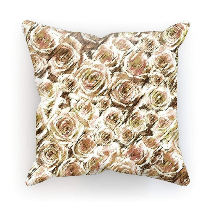 Homeware Linen / 12"x12" Textured Roses Mushroom Amanya Design Cushion Prodigi