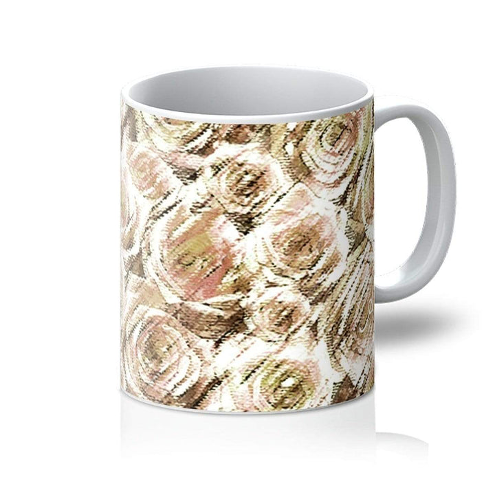 Homeware 11oz / White Textured Roses Mushroom Amanya Design Mug Prodigi