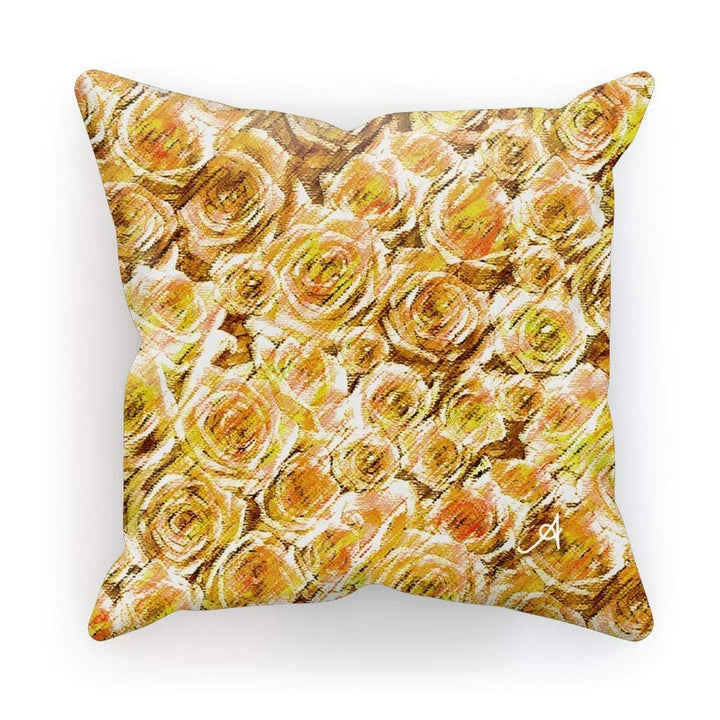 Homeware Linen / 12"x12" Textured Roses Mustard Amanya Design Cushion Prodigi