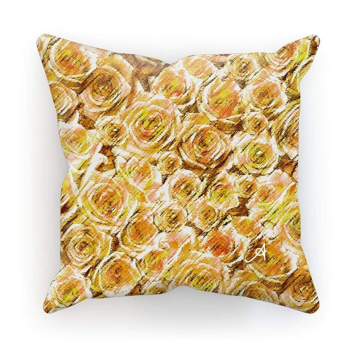 Homeware Canvas / 18"x18" Textured Roses Mustard Amanya Design Cushion Prodigi
