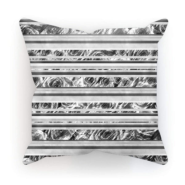 Homeware Linen / 12"x12" Textured Roses Stripe Black Amanya Design Cushion Prodigi
