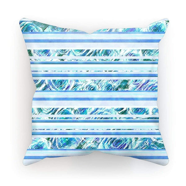 Homeware Linen / 12"x12" Textured Roses Stripe Blue Amanya Design Cushion Prodigi