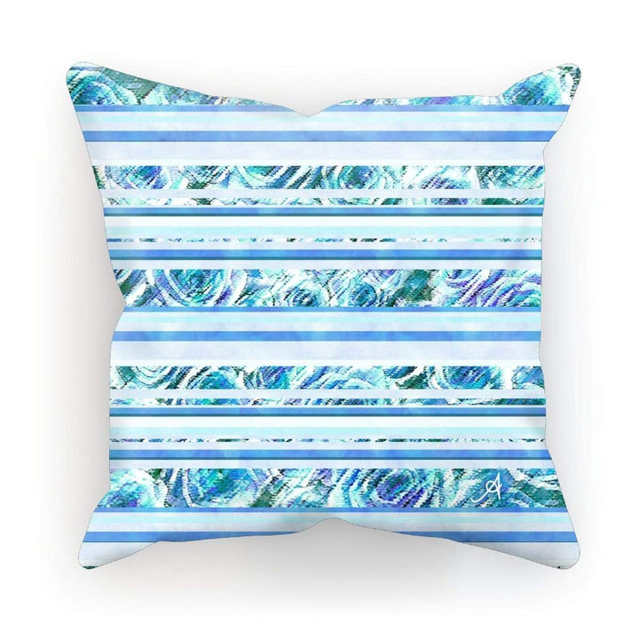 Homeware Canvas / 18"x18" Textured Roses Stripe Blue Amanya Design Cushion Prodigi