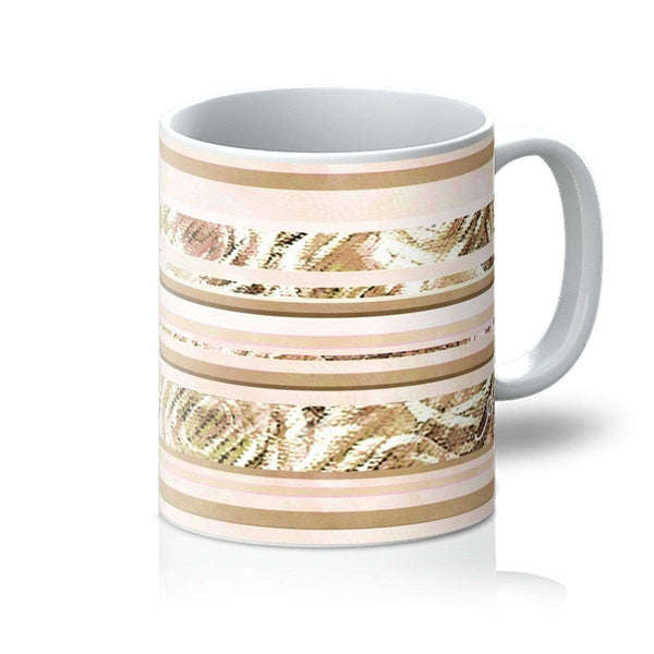 Homeware 11oz / White Textured Roses Stripe Mushroom Amanya Design Mug Prodigi