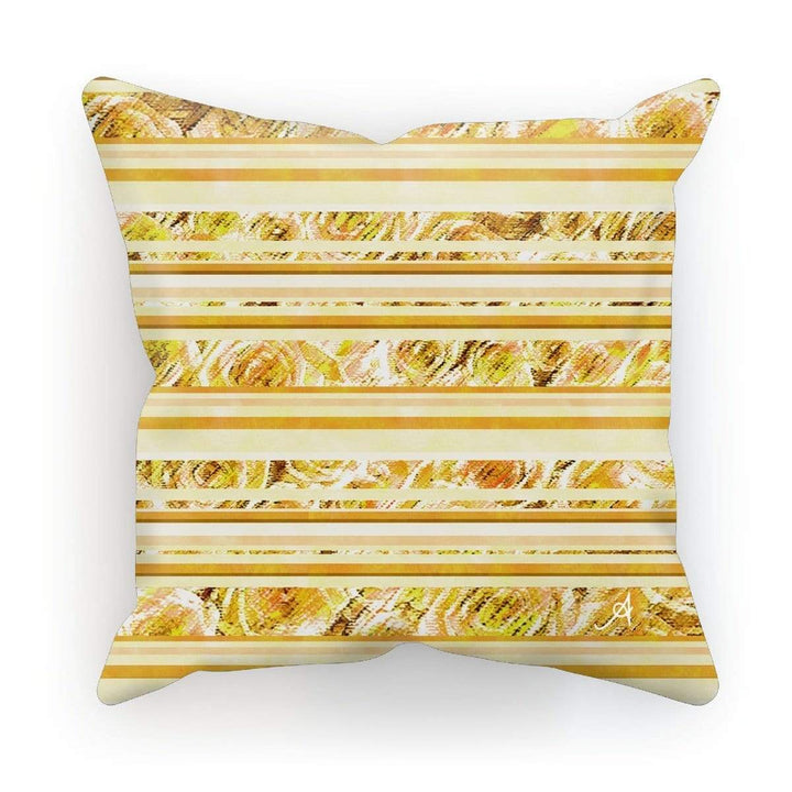 Homeware Linen / 12"x12" Textured Roses Stripe Mustard Amanya Design Cushion Prodigi