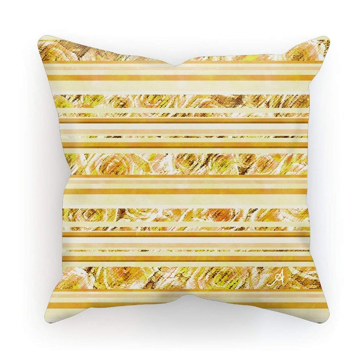 Homeware Faux Suede / 18"x18" Textured Roses Stripe Mustard Amanya Design Cushion Prodigi