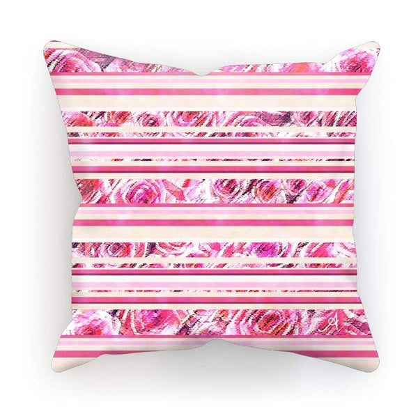 Homeware Linen / 12"x12" Textured Roses Stripe Pink Amanya Design Cushion Prodigi