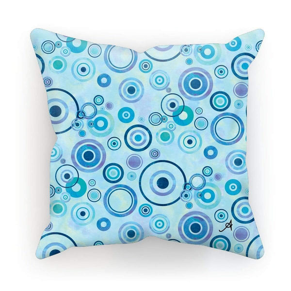 Homeware Linen / 12"x12" Watercolour Circles Blue Amanya Design Cushion Prodigi