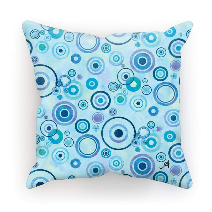Homeware Faux Suede / 18"x18" Watercolour Circles Blue Amanya Design Cushion Prodigi