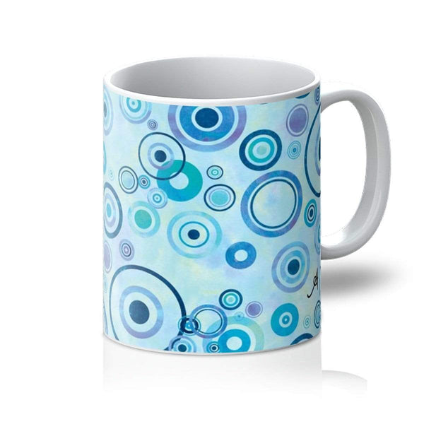 Homeware 11oz / White Watercolour Circles Blue Amanya Design Mug Prodigi