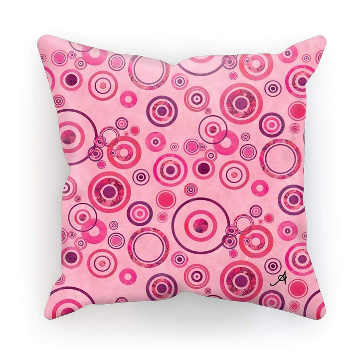Homeware Faux Suede / 12"x12" Watercolour Circles Pink Amanya Design Cushion Prodigi