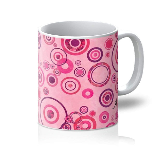 Homeware 11oz / White Watercolour Circles Pink Amanya Design Mug Prodigi