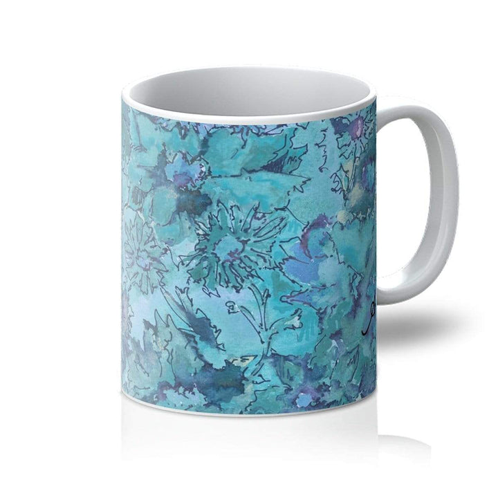 Homeware 11oz / White Watercolour Daisies Blue Amanya Design Mug Prodigi
