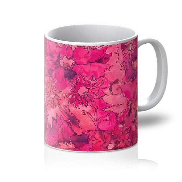 Homeware 11oz / White Watercolour Daisies Pink Amanya Design Mug Prodigi